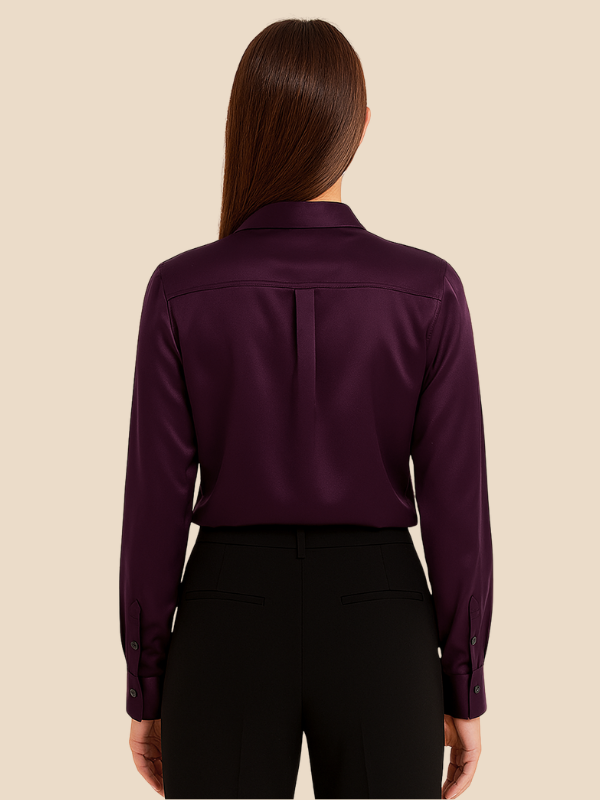 Teresa – Blusa Satinada de Corte Clásico Mujer