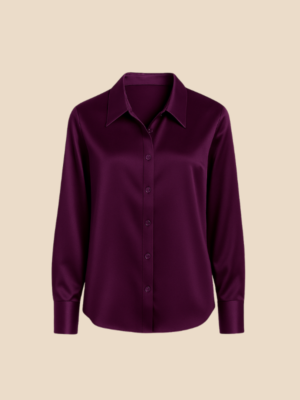 Teresa – Blusa Satinada de Corte Clásico Mujer