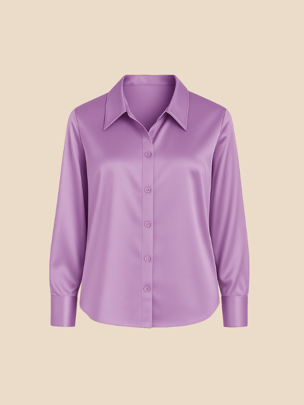 Teresa – Blusa Satinada de Corte Clásico Mujer