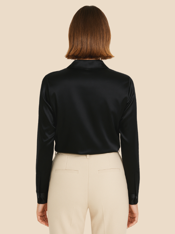 Teresa – Blusa Satinada de Corte Clásico Mujer