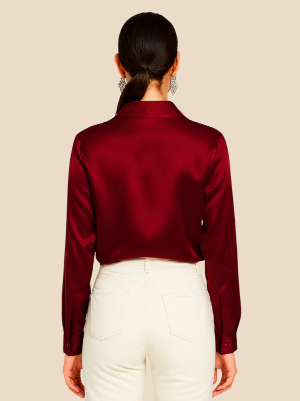 Teresa – Blusa Satinada de Corte Clásico Mujer