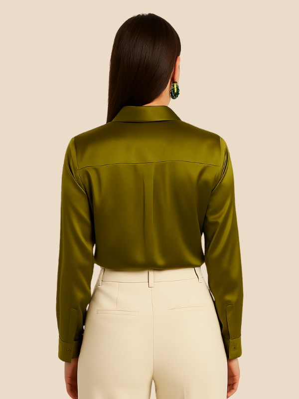 Teresa – Blusa Satinada de Corte Clásico Mujer