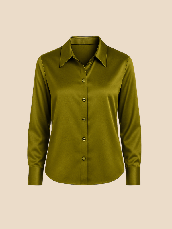 Teresa – Blusa Satinada de Corte Clásico Mujer