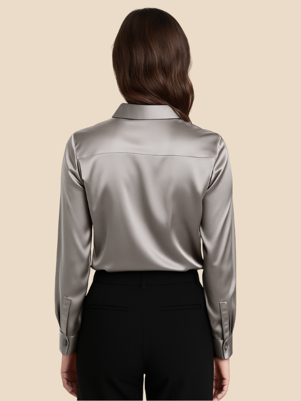 Teresa – Blusa Satinada de Corte Clásico Mujer