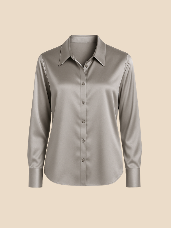 Teresa – Blusa Satinada de Corte Clásico Mujer