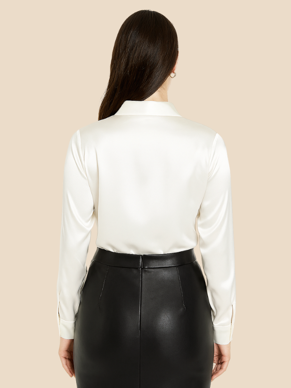 Teresa – Blusa Satinada de Corte Clásico Mujer