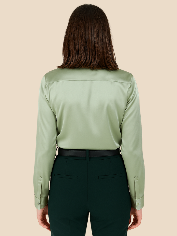 Teresa – Blusa Satinada de Corte Clásico Mujer