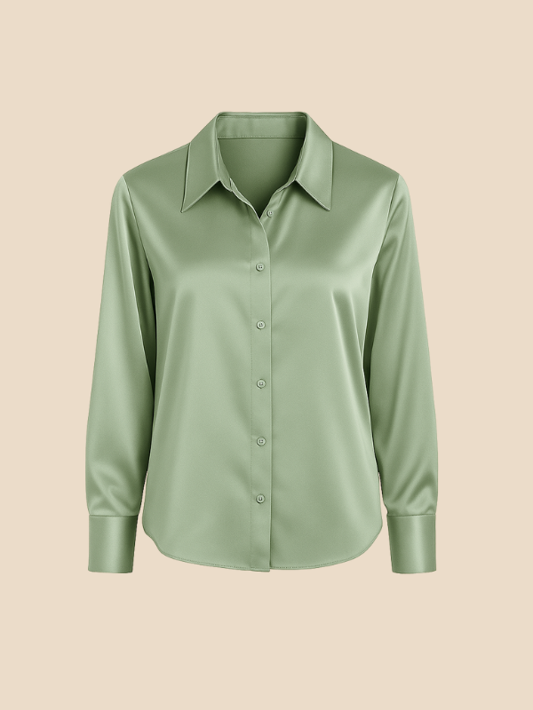 Teresa – Blusa Satinada de Corte Clásico Mujer