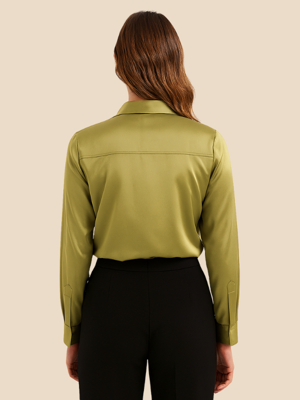 Teresa – Blusa Satinada de Corte Clásico Mujer
