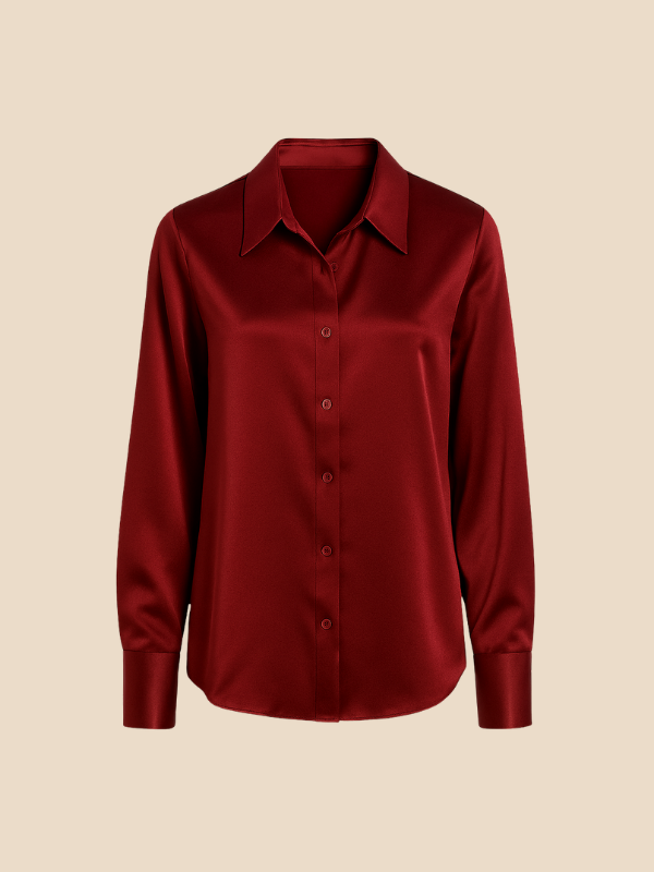 Teresa – Blusa Satinada de Corte Clásico Mujer