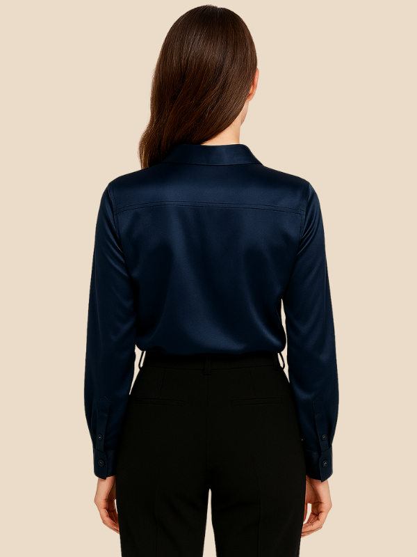 Teresa – Blusa Satinada de Corte Clásico Mujer
