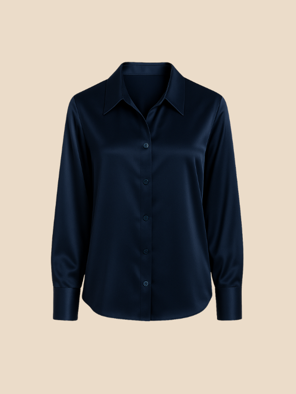 Teresa – Blusa Satinada de Corte Clásico Mujer