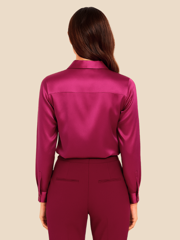 Teresa – Blusa Satinada de Corte Clásico Mujer