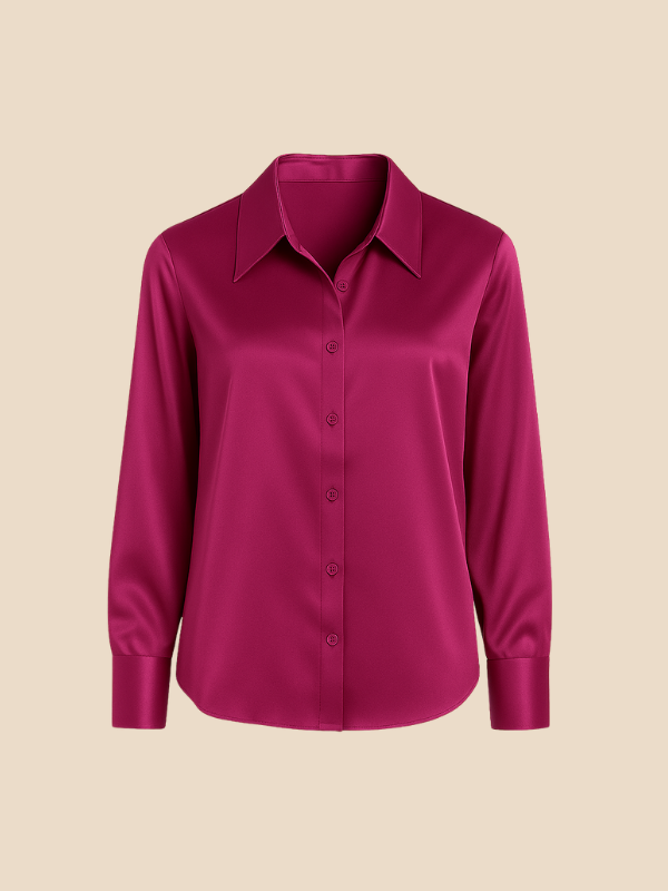 Teresa – Blusa Satinada de Corte Clásico Mujer