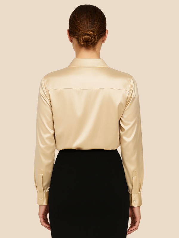Teresa – Blusa Satinada de Corte Clásico Mujer