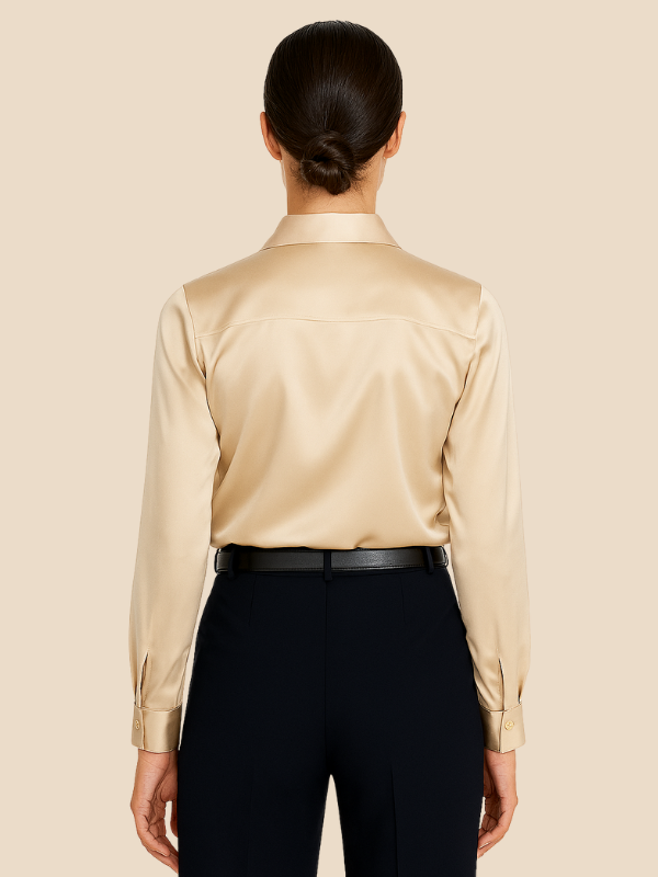 Teresa – Blusa Satinada de Corte Clásico Mujer