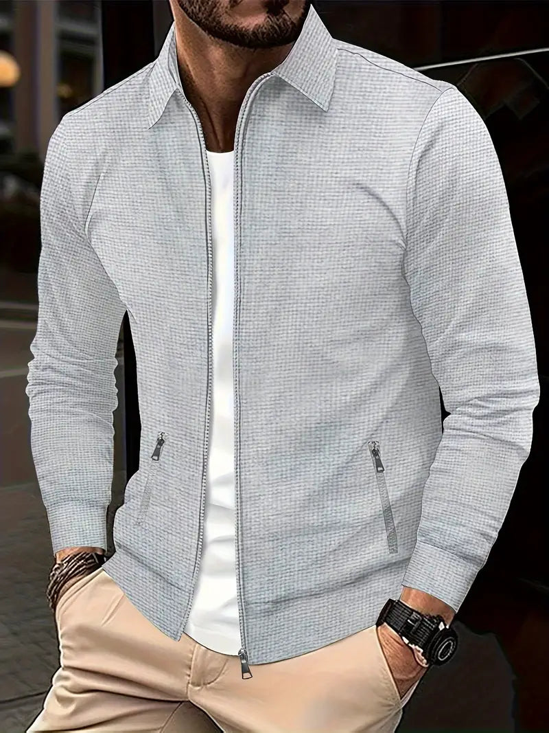 Leo – Chaqueta Casual con Cremallera y Cuello Camisero para Hombre
