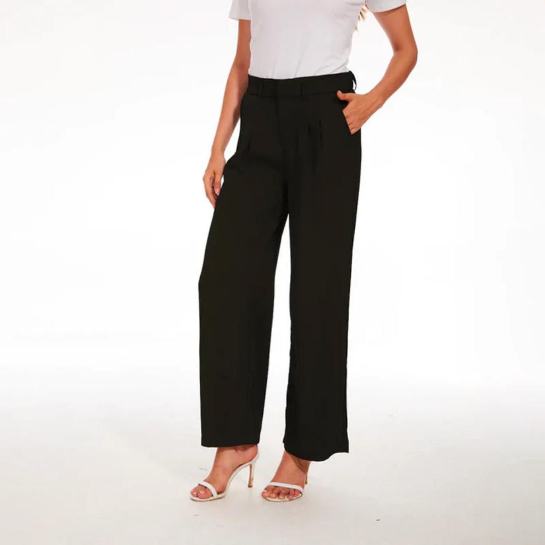 Natalia - Pantalón de mujer de tiro alto y pierna ancha