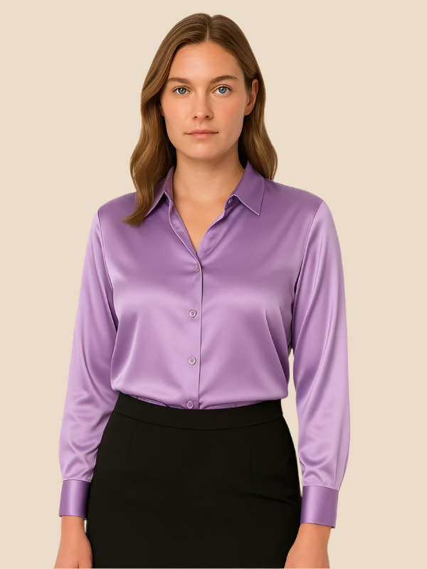 Teresa – Blusa Satinada de Corte Clásico Mujer