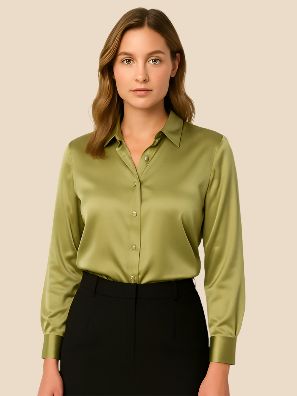 Teresa – Blusa Satinada de Corte Clásico Mujer