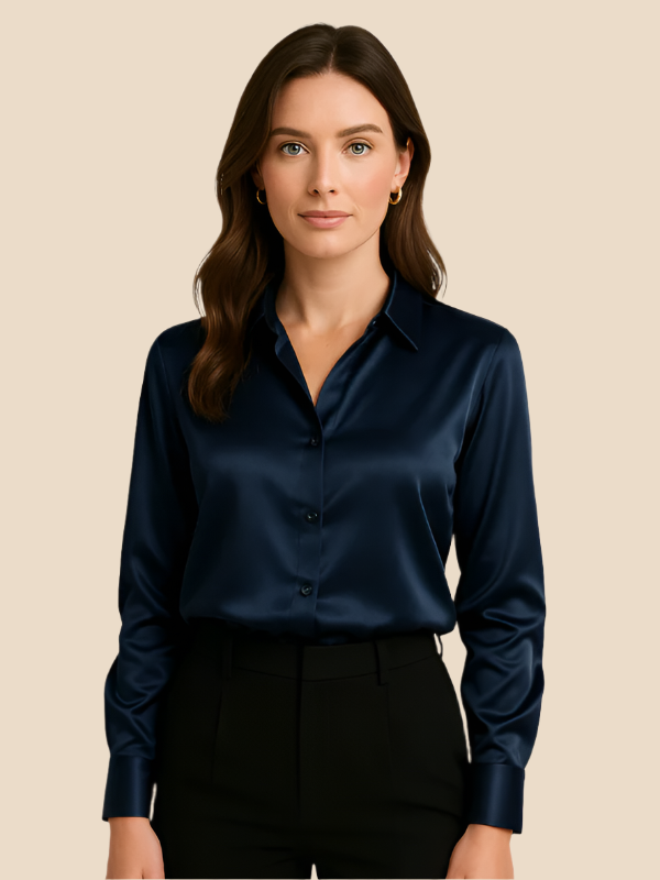 Teresa – Blusa Satinada de Corte Clásico Mujer