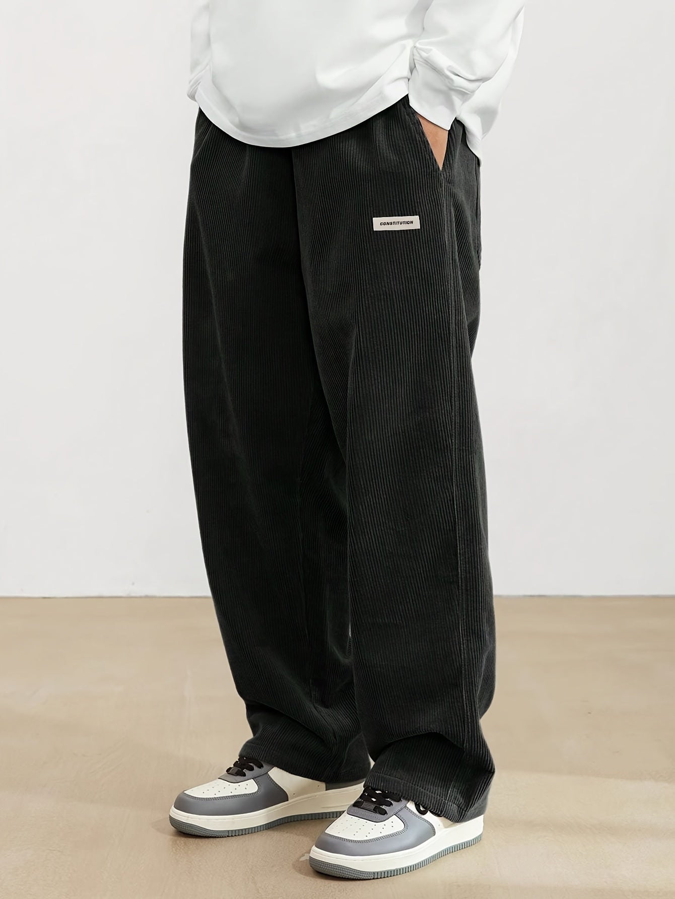 Iván - Pantalón ancho de pana para hombre estilo casual