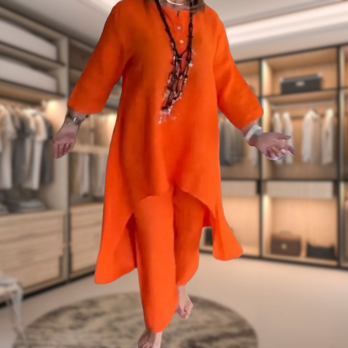 Mariana - Conjunto de mujer con blusa asimétrica y pantalón ancho