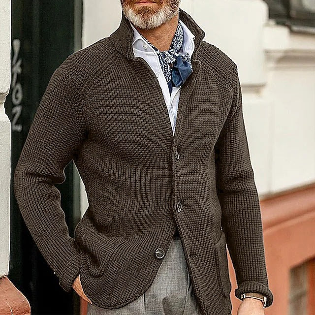 Héctor - Cárdigan azul de punto con botones para hombre