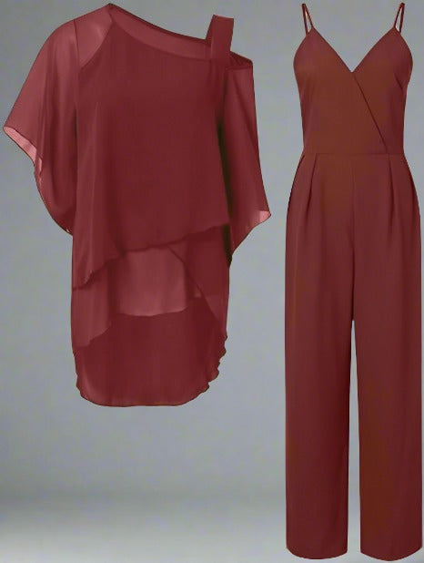 Elena - Conjunto de mujer con blusa fluida y pantalón recto