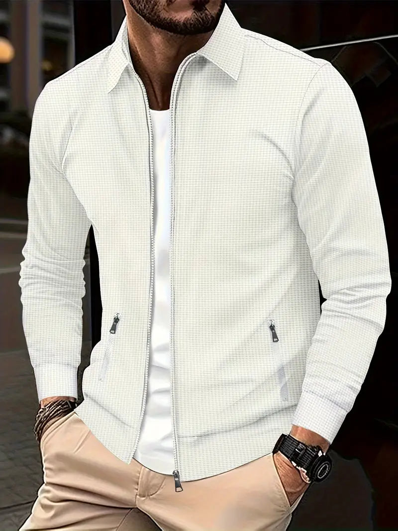 Leo – Chaqueta Casual con Cremallera y Cuello Camisero para Hombre