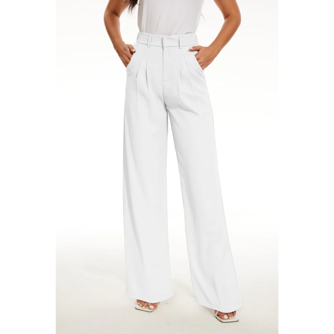Natalia - Pantalón de mujer de tiro alto y pierna ancha