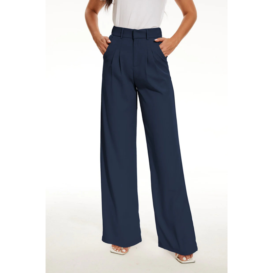 Natalia - Pantalón de mujer de tiro alto y pierna ancha