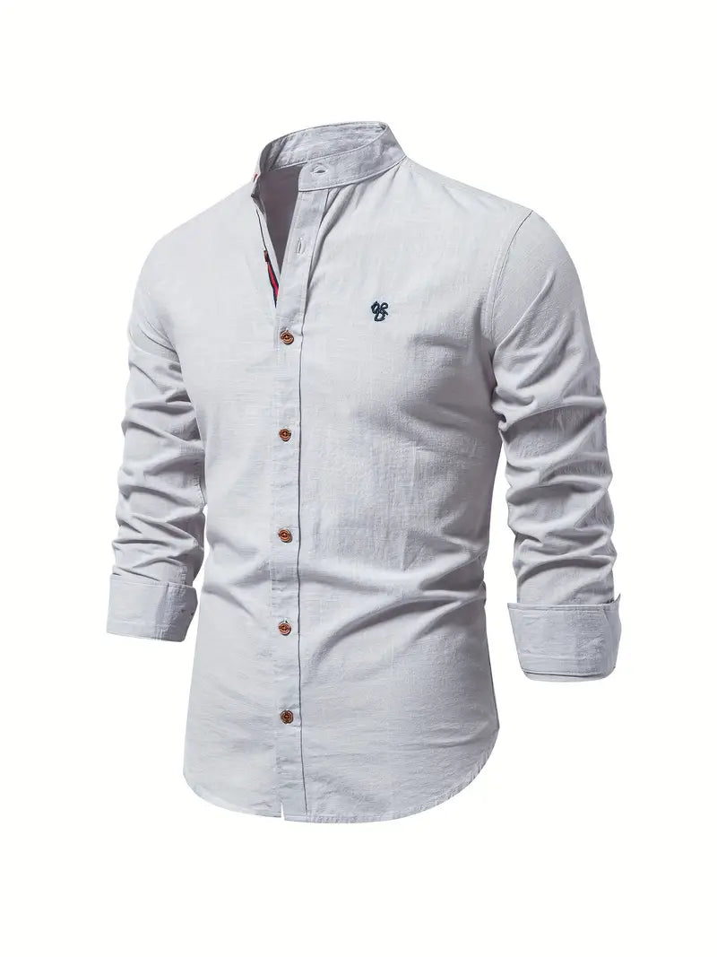 Iván – Camisa de Cuello Mao de Manga Larga para Hombre