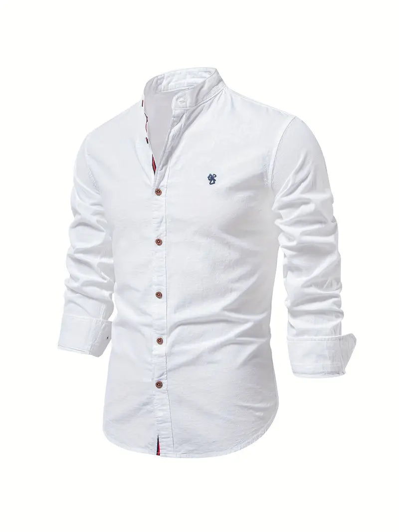 Iván – Camisa de Cuello Mao de Manga Larga para Hombre