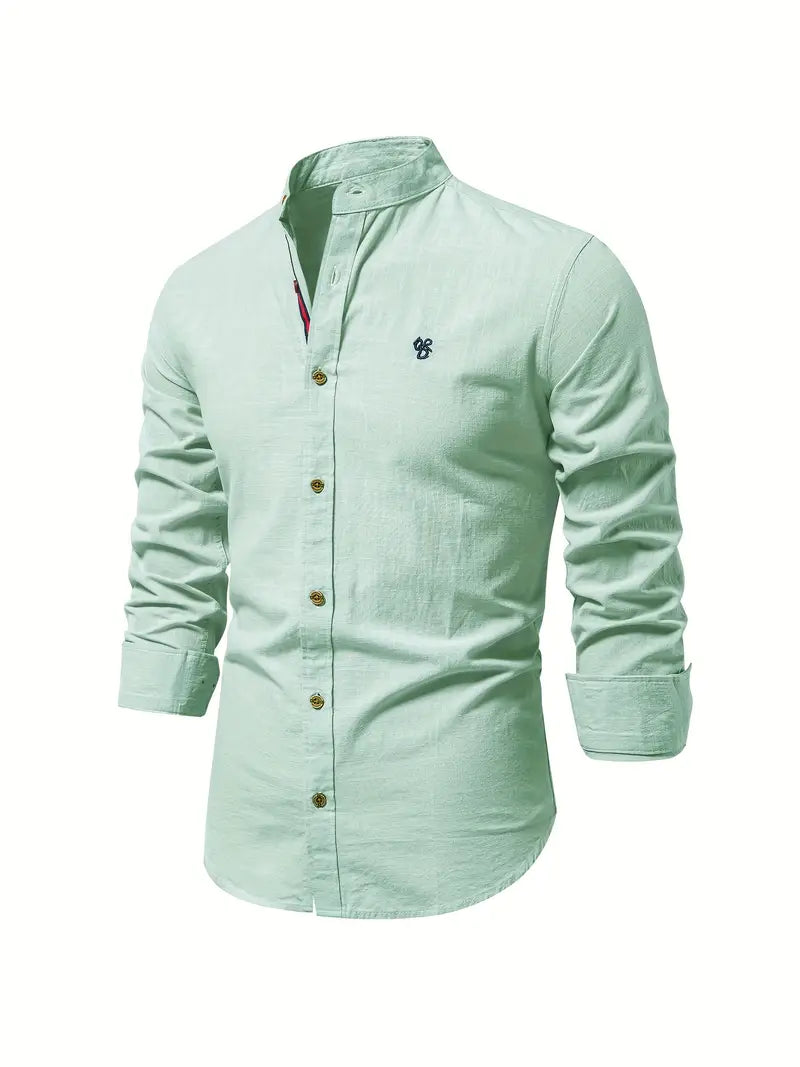 Iván – Camisa de Cuello Mao de Manga Larga para Hombre