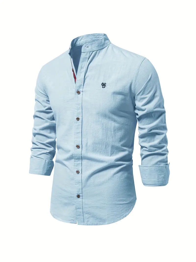 Iván – Camisa de Cuello Mao de Manga Larga para Hombre