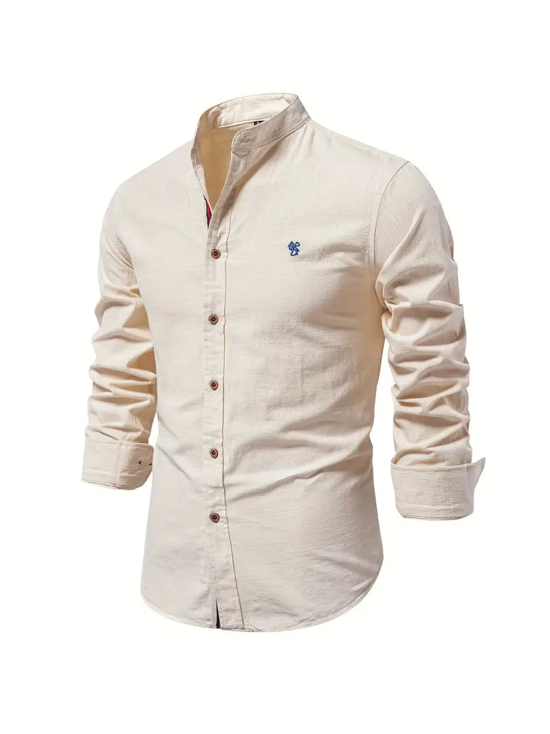 Iván – Camisa de Cuello Mao de Manga Larga para Hombre