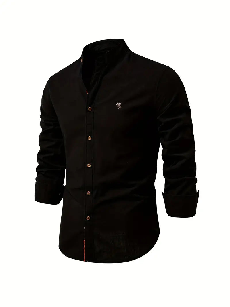 Iván – Camisa de Cuello Mao de Manga Larga para Hombre