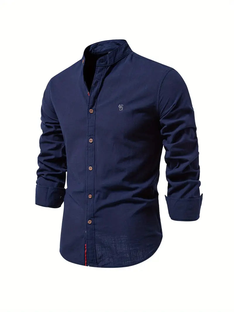 Iván – Camisa de Cuello Mao de Manga Larga para Hombre