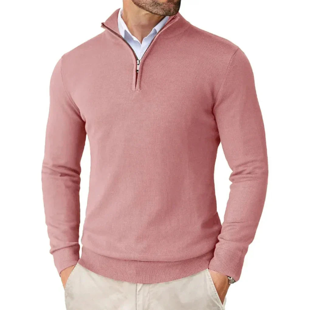 Mateo - Jersey de hombre con cremallera al cuello y manga larga