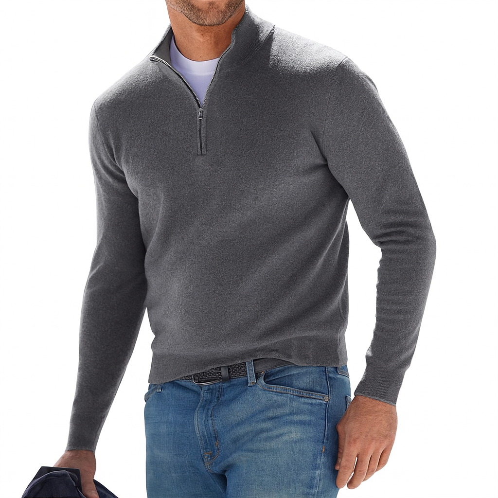 Mateo - Jersey de hombre con cremallera al cuello y manga larga