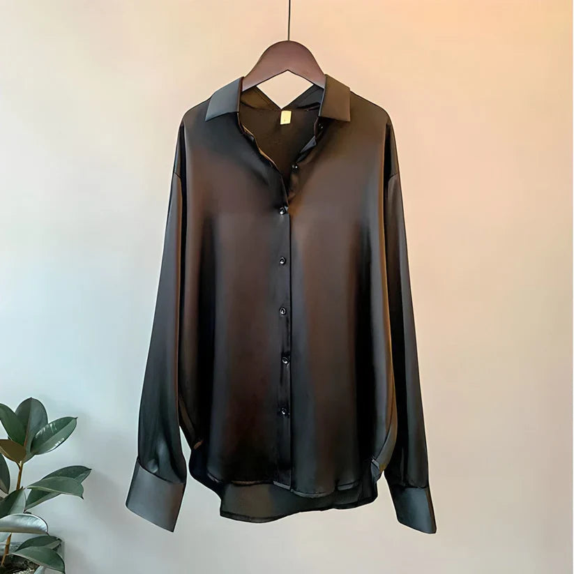 Laura – Blusa Satinada de Corte Oversize Mujer