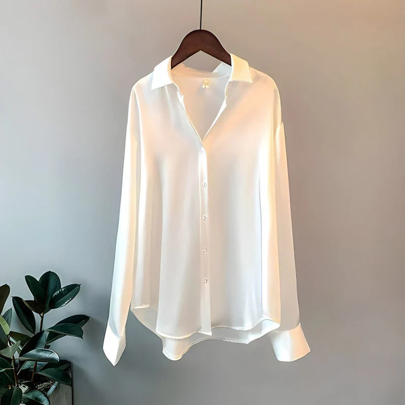 Laura – Blusa Satinada de Corte Oversize Mujer