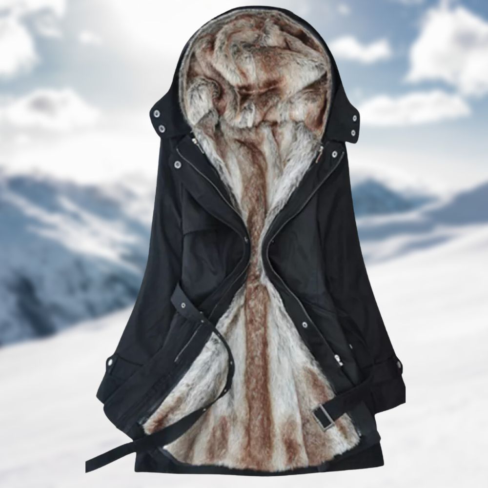 Adriana – Abrigo con winter capucha y forro de peluche para mujer