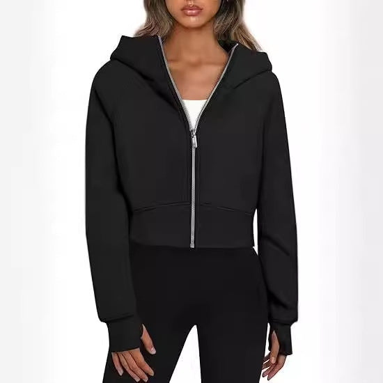 Adriana - Sudadera corta con cremallera y capucha mujer