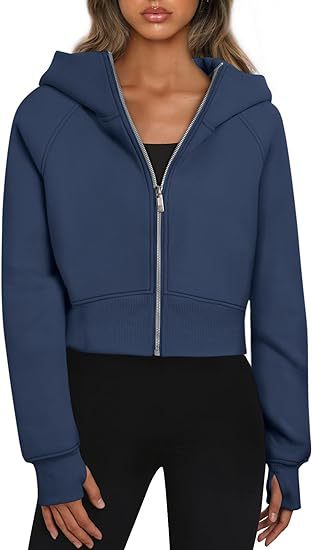 Adriana - Sudadera corta con cremallera y capucha mujer