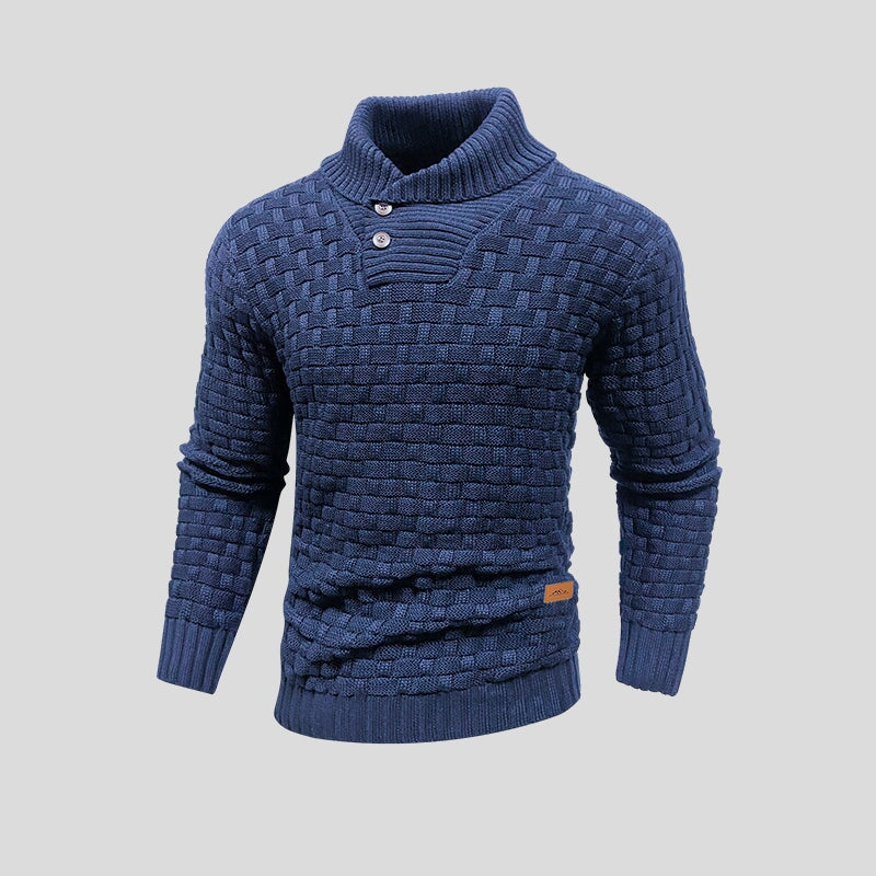 Hugo – Jersey de Punto Trenzado con Cuello Alto y Botones para Hombre