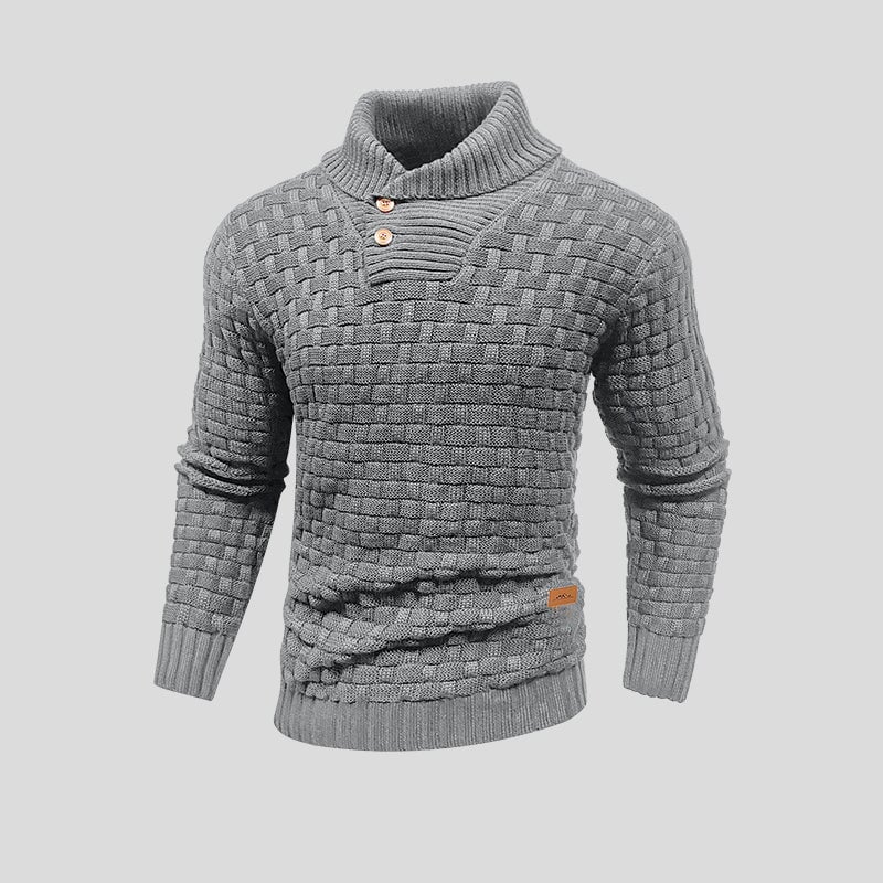 Hugo – Jersey de Punto Trenzado con Cuello Alto y Botones para Hombre