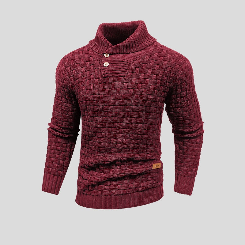 Hugo – Jersey de Punto Trenzado con Cuello Alto y Botones para Hombre