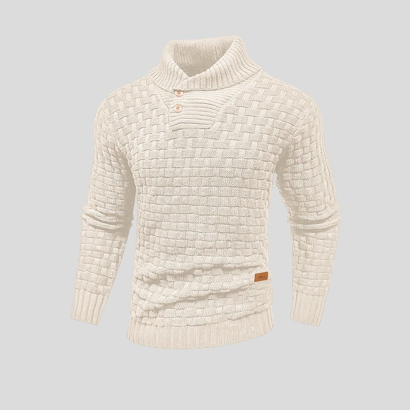 Hugo – Jersey de Punto Trenzado con Cuello Alto y Botones para Hombre